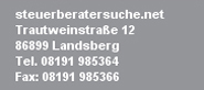 Steuerberatersuche.net, Trautweistra�e 12, 86899 Landsberg, Tel. 08191 985364, Fax: 08191 985366